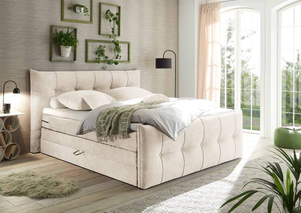 Letto boxspring Sachui Ciniglia Triss: bianco caldo