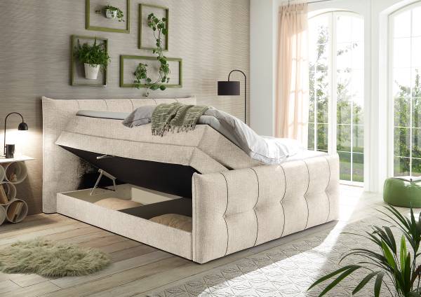 Letto boxspring Sachui Ciniglia Triss: bianco caldo