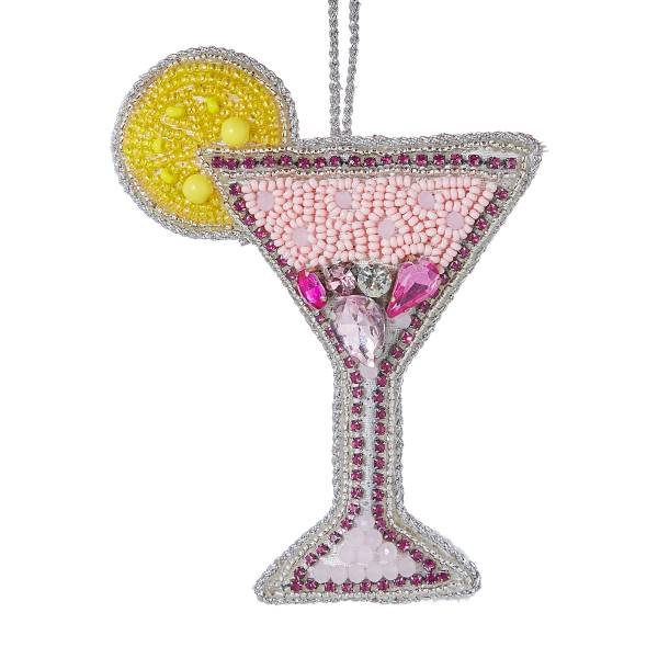Addobbo HANG ON Martini Perle di vetro e acrilico / paillette / schiuma / tessuto - Rosa