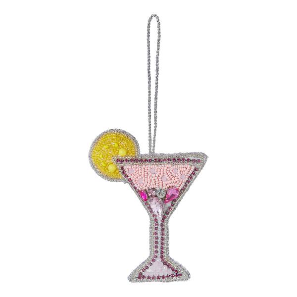 Addobbo HANG ON Martini Perle di vetro e acrilico / paillette / schiuma / tessuto - Rosa