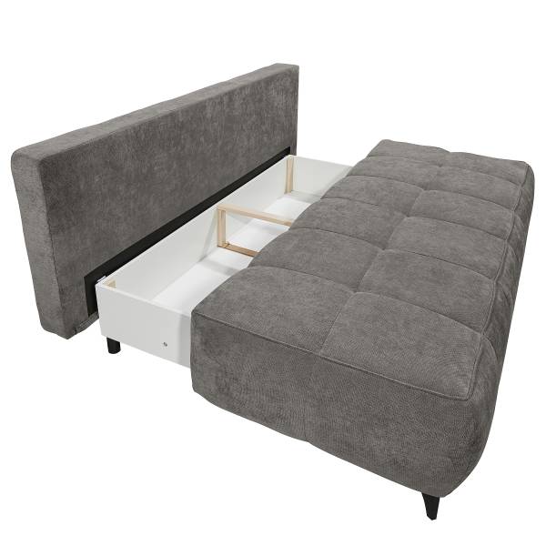 Divano letto Katex Ciniglia Holda: grigio cemento - Nero