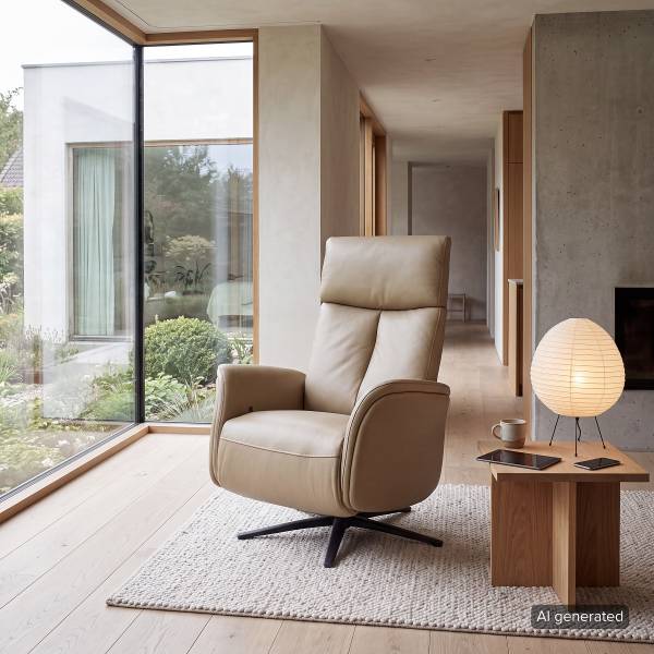 Relaxsessel SORELLO Lederfaserstoff Lenio: Beige