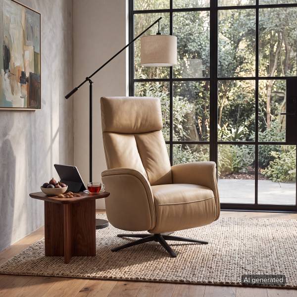 Relaxsessel SORELLO Lederfaserstoff Lenio: Beige