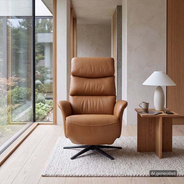 Relaxsessel MELVION Lederfaserstoff Lenio: Braun