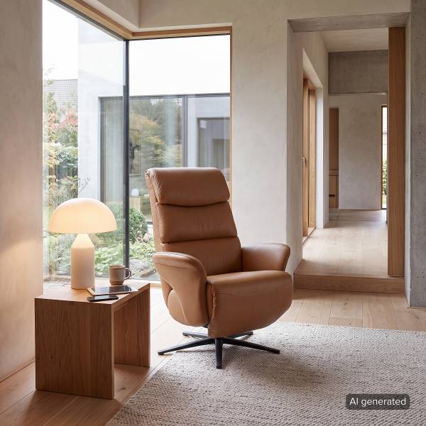 Relaxsessel MELVION Lederfaserstoff Lenio: Braun