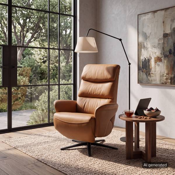 Relaxsessel MELVION Lederfaserstoff Lenio: Braun