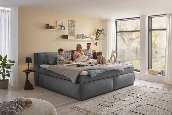 Lit boxspring Payahe Tissu Bouclé Piana: Gris foncé - 240 x 200cm