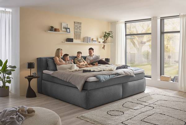 Lit boxspring Payahe Tissu Bouclé Piana: Gris foncé - 240 x 200cm