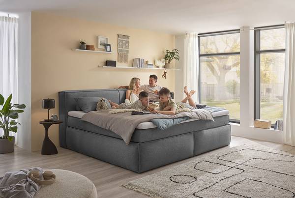 Lit boxspring Payahe Tissu Bouclé Piana: Gris foncé - 240 x 200cm