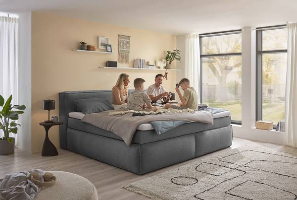 Lit boxspring Payahe Tissu Bouclé Piana: Gris foncé - 240 x 200cm