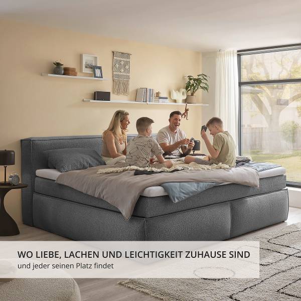 Lit boxspring Payahe Tissu Bouclé Piana: Gris foncé - 240 x 200cm