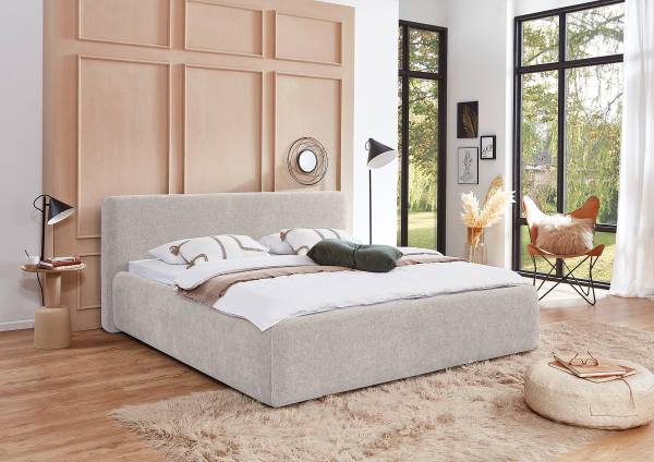 Polsterbett Valencia Webstoff Libra: Creme - Mit Lattenrost