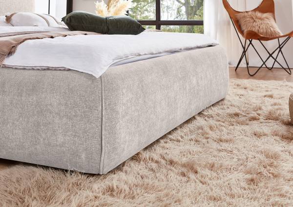 Polsterbett Valencia Webstoff Libra: Creme - Mit Lattenrost