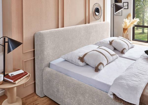 Polsterbett Valencia Webstoff Libra: Creme - Mit Lattenrost
