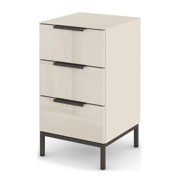 Nachtkommode Flipp Glas mit Gestell B Beige - Holzwerkstoff - 40 x 72 x 42 cm