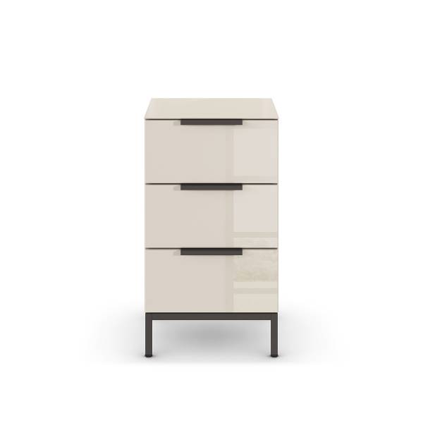 Nachtkommode Flipp Glas mit Gestell B Beige - Holzwerkstoff - 40 x 72 x 42 cm