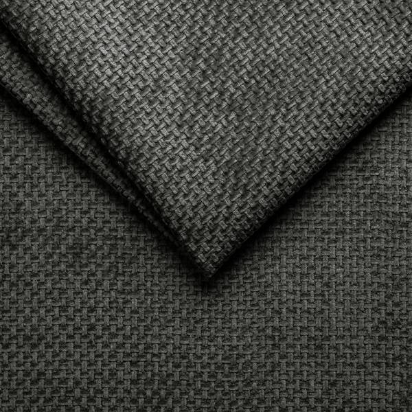 Canapé d'angle Atata avec fonction Tissu chenille Edisa: Noir - Méridienne courte à droite / longue à gauche (vue de face)