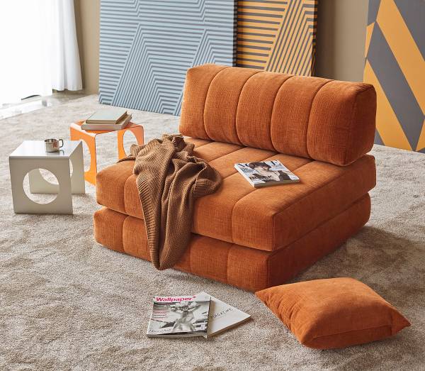 Modul-Sessel CozyPad Webstoff Esina: Rostorange
