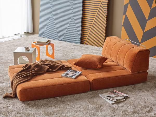 Modul-Sessel CozyPad Webstoff Esina: Rostorange