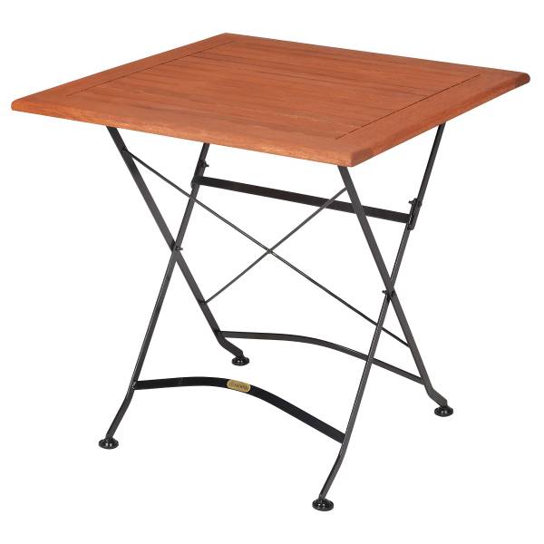 Klapptisch Schlossgarten Stahl / Akazie - Schwarz / Braun - 75 x 75 cm