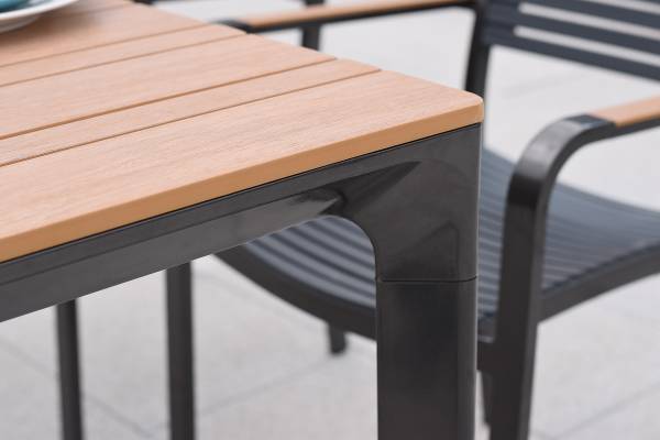 Tuintafel Kirum aluminium/polyrotan - zwart/bruin