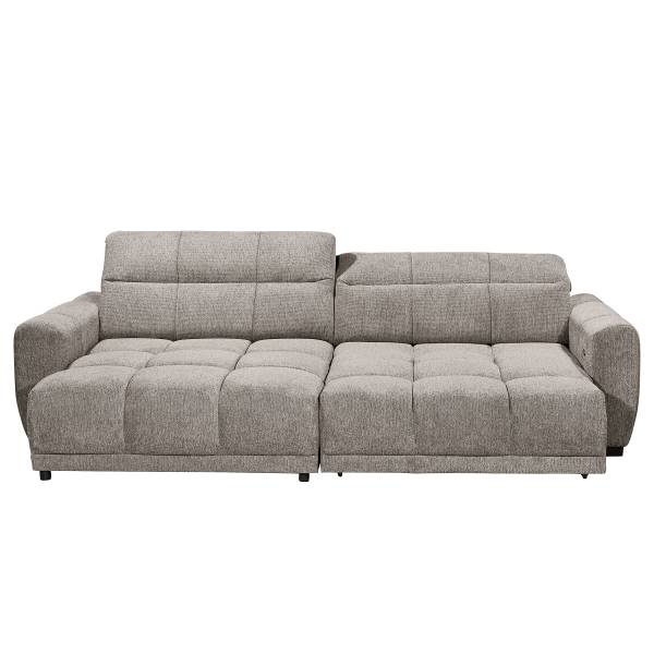 Hoekbank Patei met slaapfunctie geweven stof Gleni: taupe - chaise longue vooraanzicht links