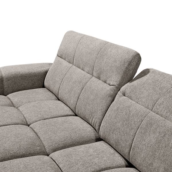 Hoekbank Patei met slaapfunctie geweven stof Gleni: taupe - chaise longue vooraanzicht links