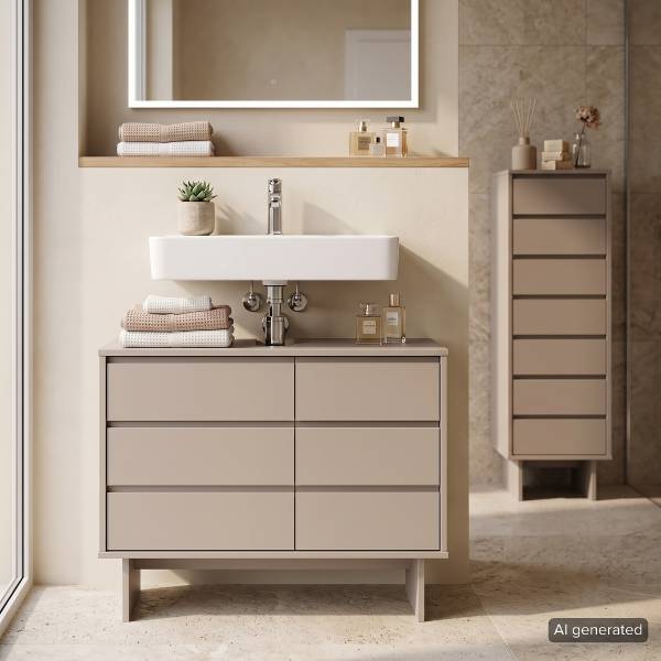 Massiver Midischrank VAROO Taupe