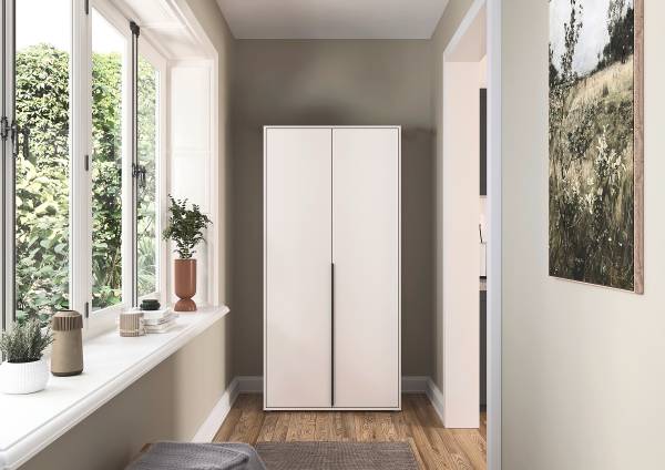 Drehtürenschrank Nagata Alpinweiß - Breite: 93 cm - Ohne - Basic - Ohne Spiegeltür/-en