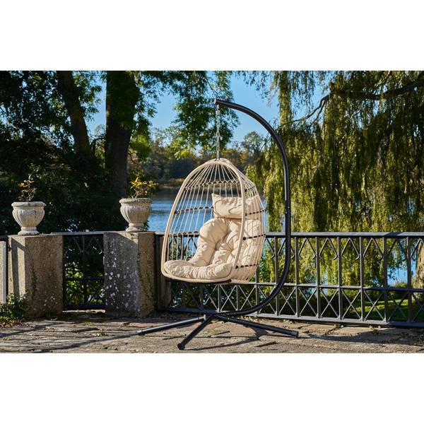 Poltrona sospesa Cisuuk Rattan sintetico / tessuto - beige