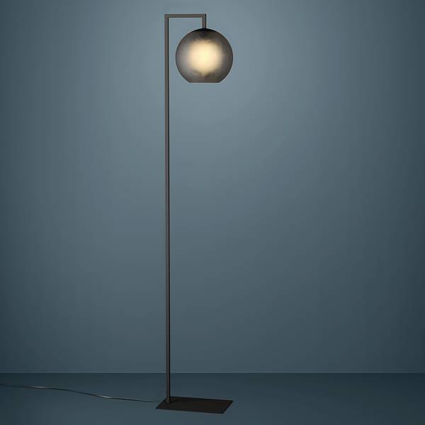 Lampada da terra Arangona Acciaio / Vetro trasparente - Nero / Grigio - 1 punti luce