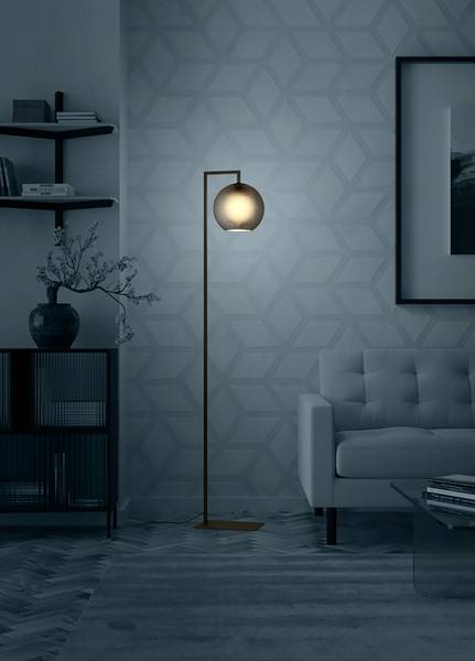 Lampada da terra Arangona Acciaio / Vetro trasparente - Nero / Grigio - 1 punti luce
