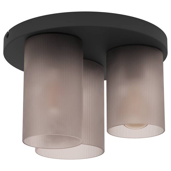 Plafonnier Colomera Acier / Verre transparent - Noir - 3 ampoules