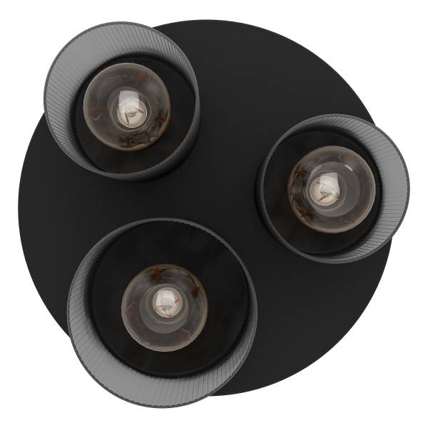 Plafonnier Colomera Acier / Verre transparent - Noir - 3 ampoules