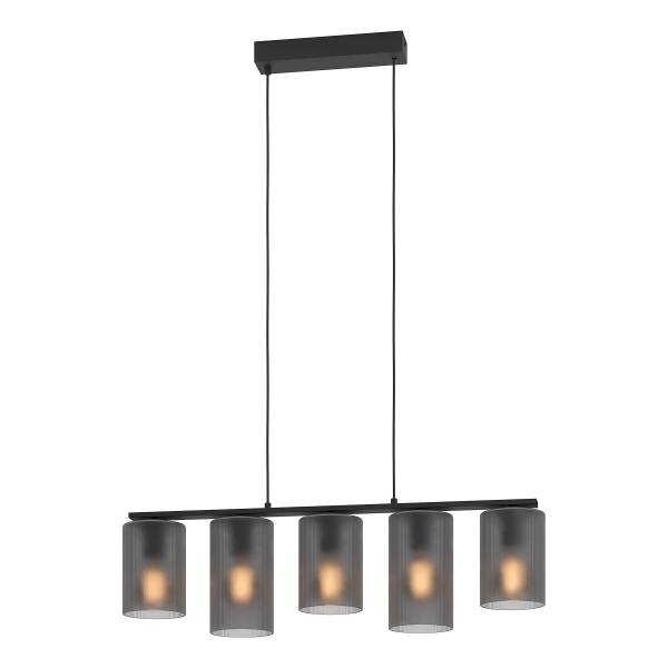 Lampada a sospensione Colomera B Acciaio / Vetro trasparente - Nero - 5 punti luce