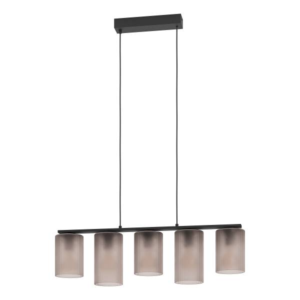 Lampada a sospensione Colomera B Acciaio / Vetro trasparente - Nero - 5 punti luce