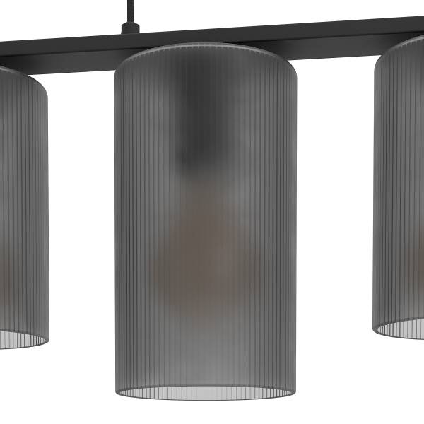 Lampada a sospensione Colomera B Acciaio / Vetro trasparente - Nero - 5 punti luce