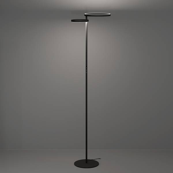 Lampada da terra LED Castelpoto B Acciaio - 2 punto luce - Nero