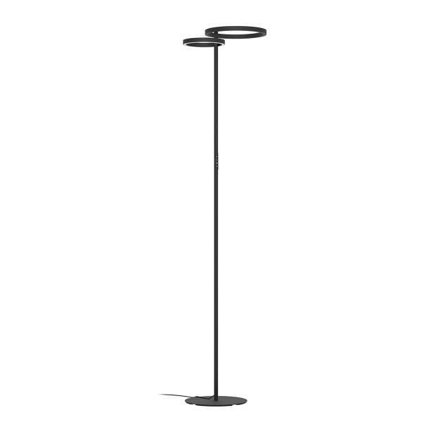 Lampada da terra LED Castelpoto B Acciaio - 2 punto luce - Nero