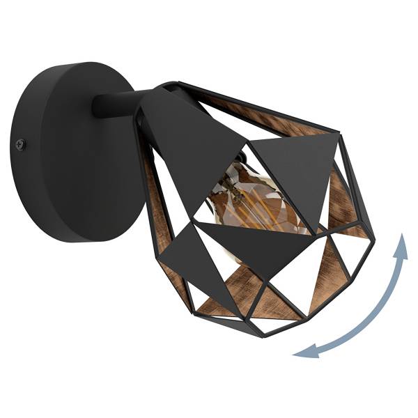 Applique murale Carlton 7 Acier - Noir / Cuivre - 1 ampoule
