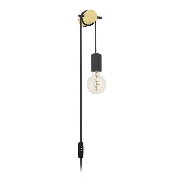 Wandleuchte Buddon Stahl - Schwarz / Braun - 1-flammig