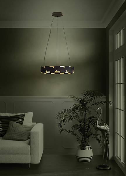 LED-Pendelleuchte Altagracia Stahl - Schwarz / Gold