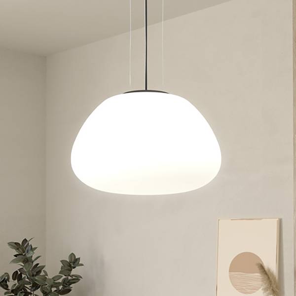 Suspension Balmes type A Acier / Verre opalin - Noir - 1 ampoule