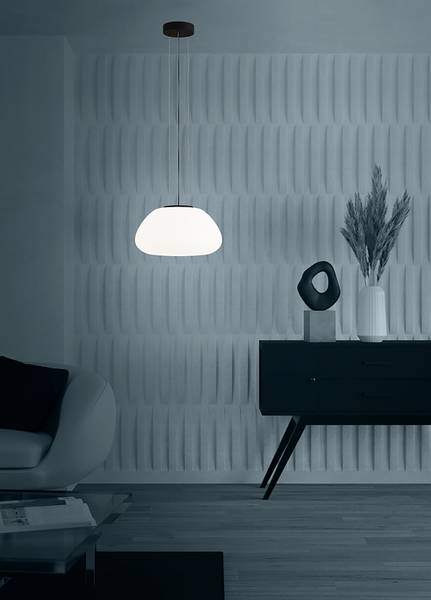 Suspension Balmes type A Acier / Verre opalin - Noir - 1 ampoule