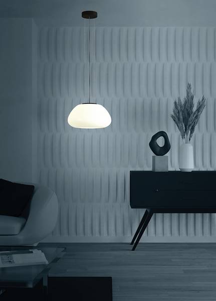Suspension Balmes type A Acier / Verre opalin - Noir - 1 ampoule