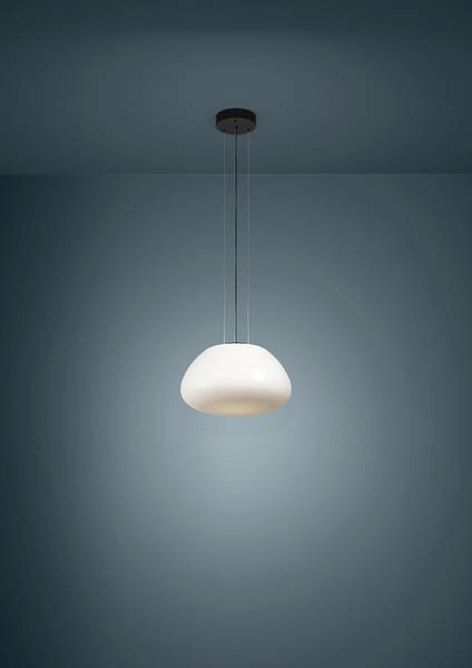 Suspension Balmes type A Acier / Verre opalin - Noir - 1 ampoule