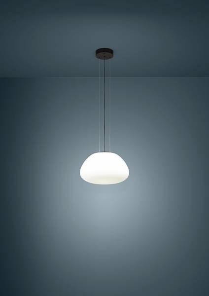 Suspension Balmes type A Acier / Verre opalin - Noir - 1 ampoule