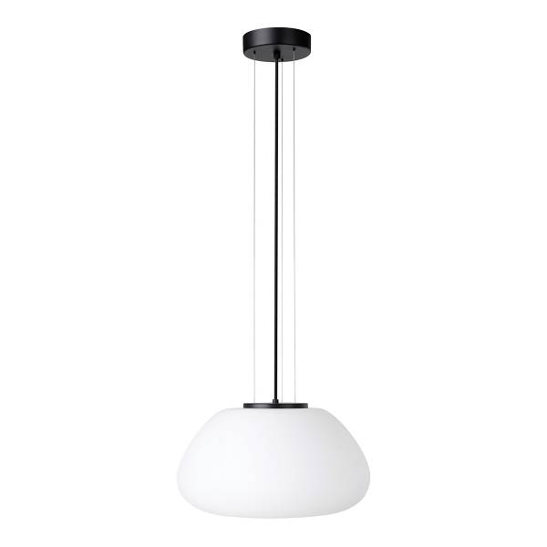 Suspension Balmes type A Acier / Verre opalin - Noir - 1 ampoule