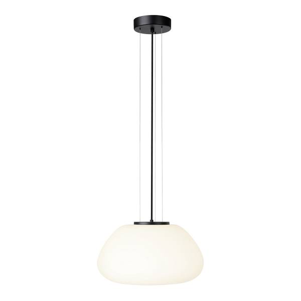 Suspension Balmes type A Acier / Verre opalin - Noir - 1 ampoule