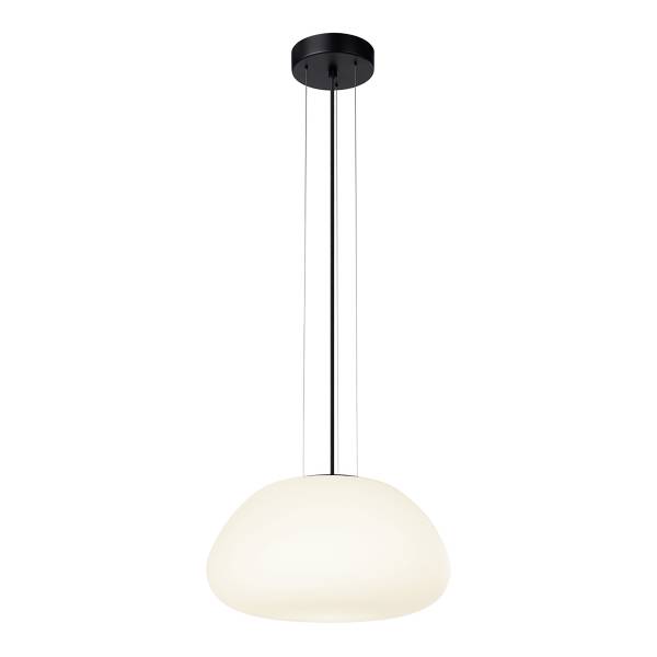 Suspension Balmes type A Acier / Verre opalin - Noir - 1 ampoule